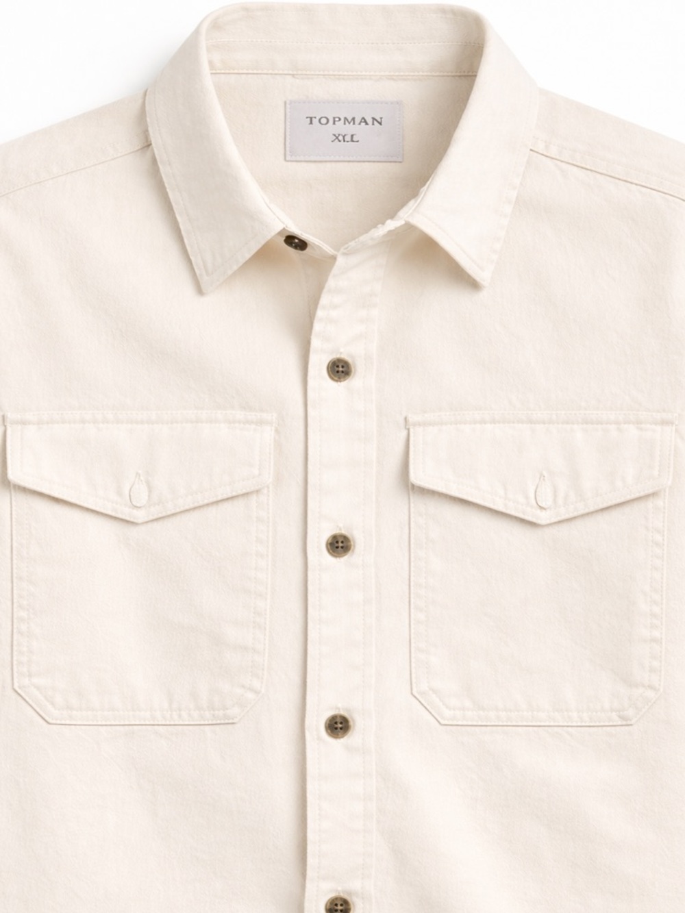 Topman Shacket Men 2XL Off White Shirt Jacket Button Up Overshirt Utility - Picture 5 of 8